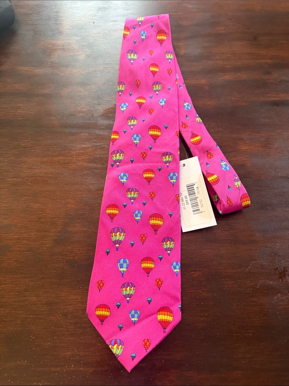 Hot Pink Kids Tie with Colorful Hot Air Balloon Motif